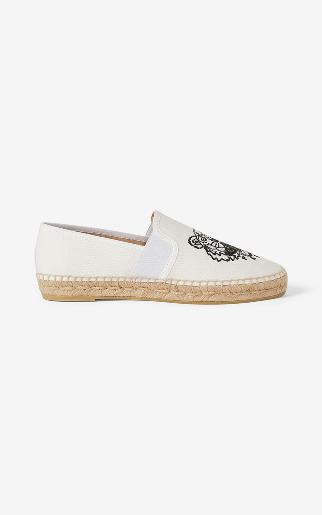 Kenzo Tiger elasticated Lærred Espadrilles Dame - Hvide DK-603207